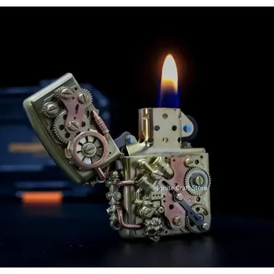 New Lingdong 311 gasoline lighter, steampunk 10 gear turbo linkage lighter, handmade, collectible