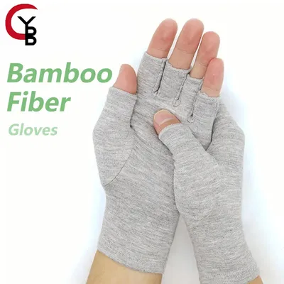 1pair Bamboo Fiber Compression Gloves For Computer Typing, Hand Care, Sports & Exercise, Fingerless