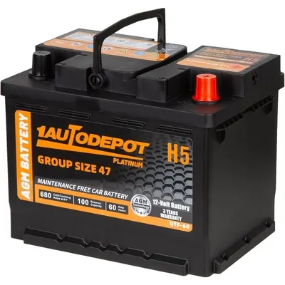 BCI Group 47 Car Battery, 12V 60Ah Size H5 Automotive Battery Premium Maintenance Free AGM