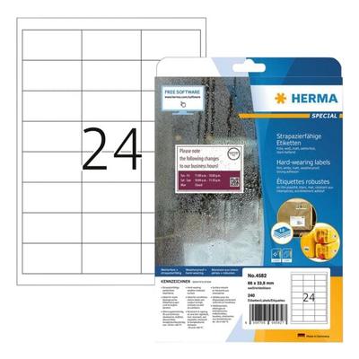 Herma Wetterfeste Folienetiketten permanent weiß 66x210 mm 240 Stück Image