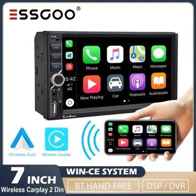 ESSGOO 7 Inch Carplay Android Auto Car Radio Multimedia Video 2 Din MP5 Player Bluetooth Stereo USB