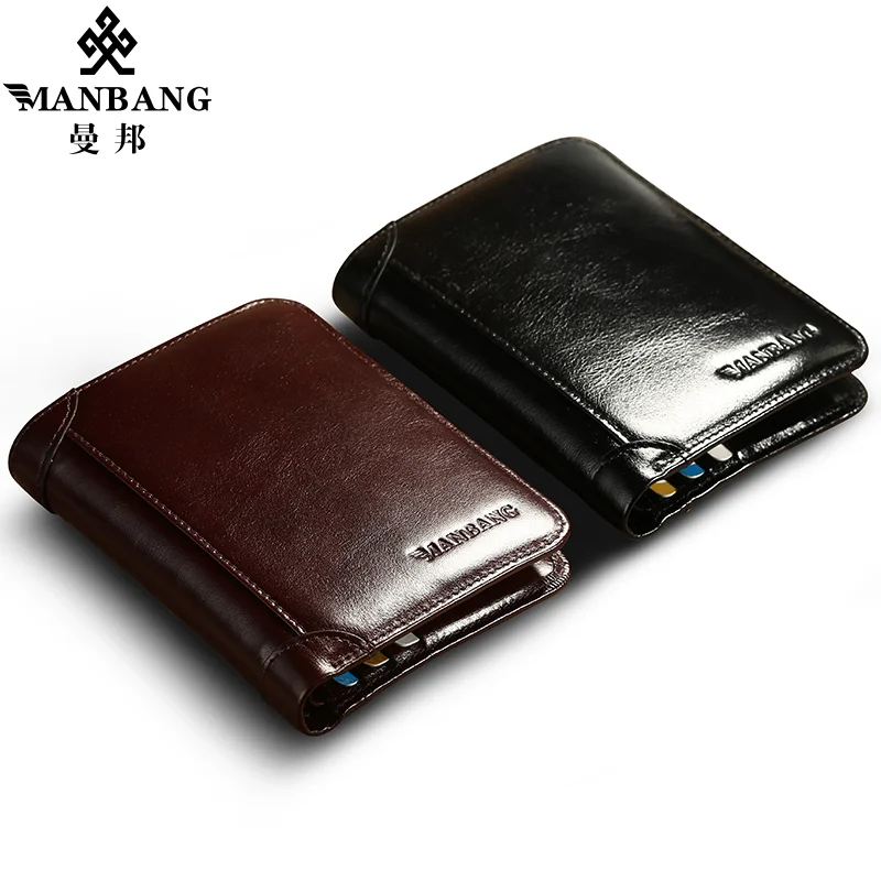 ManBang 2017 Nouveau Portefeuille En Cuir Véritable Hommes Portefeuilles Court Bourse Homme Titulaire de la Carte Portefeuille Hommes Mode Haute Qualité Livraison Gratuite