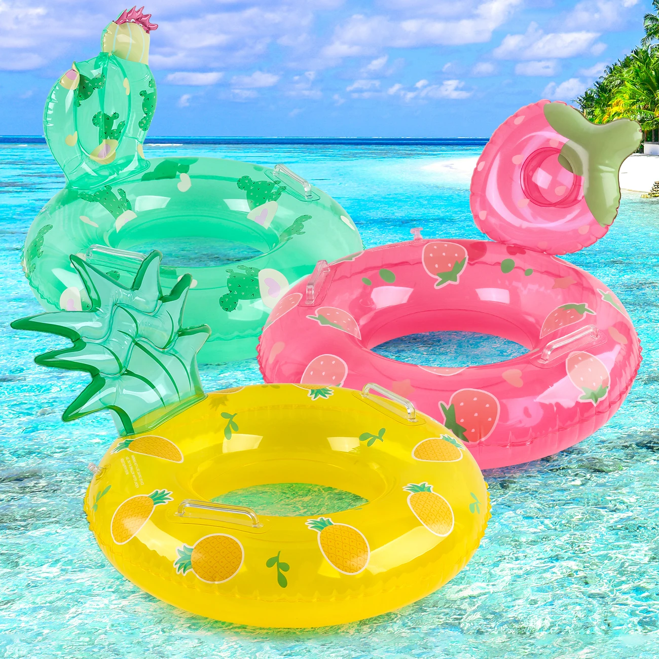 Flotteur de piscine gonflable en forme de Fruit pour adultes, avec poignée, anneau de bain épais d'été, adapté aux fêtes de piscine d'été, anneau d'aisselles, 1 pièce