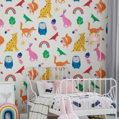 Vliestapete JOULES "Country Critters Heroes White / Rainbow", bunt (multi), B:0,52m L:10m, Vlies, Tapeten, Motiv Image