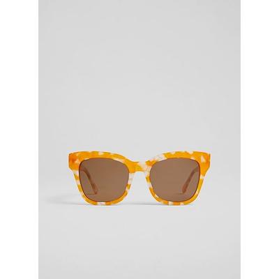 Sabella Yellow Tortoise-Effect Acetate Sunglasses, Yellow
