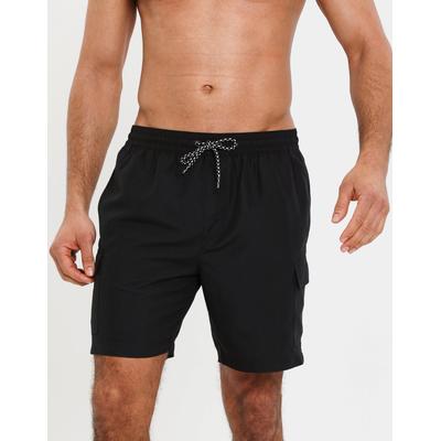 Threadbare Men's Black Mid Length Cargo Swim Shorts