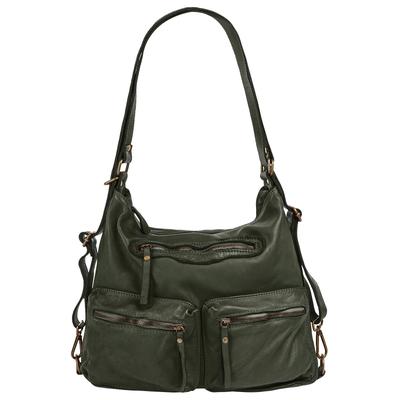Shopper SAMANTHA LOOK, Damen, Gr. B/H/T: 34cm x 33cm x 13cm onesize, grün (dunkelgrün), Leder, vintage, Taschen, echt Leder, Made in Italy Image