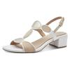 Sandalette MARCO TOZZI, Damen, Gr. 42, weiß (weiß kombiniert), Lederimitat, Textil, kontrastfarbene Details, glänzend, elegant, Schuhe, Blockabsatz, Riemchensandale, Abendschuh mit Feel Me-Ausstattung