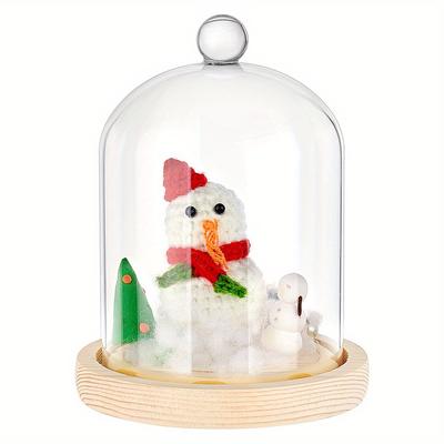 TEMU 1pc Glass Dome Cloche Bell Jar Terrarium With Wood Base, 122x160mm, Clear Display Case For Figurine Ornaments, No Electricity Or Battery Needed, Ideal For All Decor Image