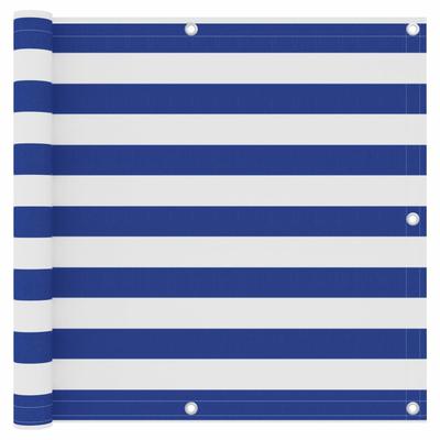 TEMU Blue And White Striped Balcony Privacy Screen, 90x300cm Oxford Fabric, Outdoor Windproof Divider With Eyelet Grommets For Patio, Lawn, Or Deck Railing, Patio Privacy Screen, Gecheer Image