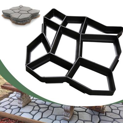 TEMU 1-5pcs Plastic Concrete Molds Pavers Cement Mold Paving Maker Concrete Stone Molds For Courtyard For Garden Decoration, Black Image