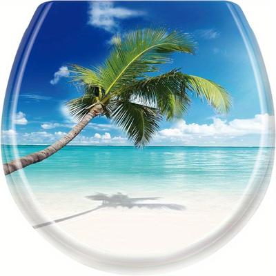 TEMU Toilet Seat Toilet Cover Toilet Seat O Shape With Automatic Lowering Washroom Cover, 45 X 38cm Image