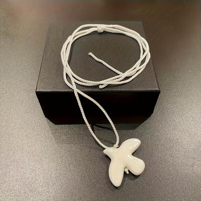 TEMU Elegant Minimalist White Pendant Necklace - Beaded Chain, Lightweight Everyday Jewelry For Women, Perfect Gift For Mother’s Day, Earth Day & Special Occasions Image