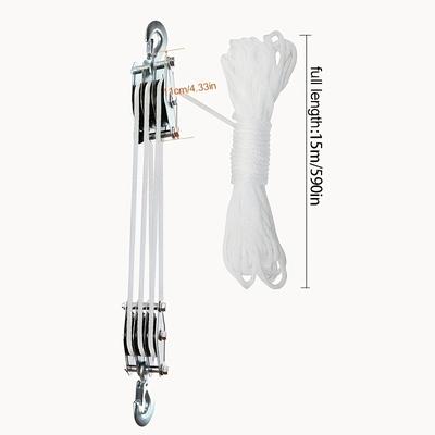 TEMU Block And Hoist Pulley System - Load Capacity, 7:1 Mechanical , Adjustable Height, Suitable For Lifting, Construction, Carpentry, Indoor & Outdoor Use Image