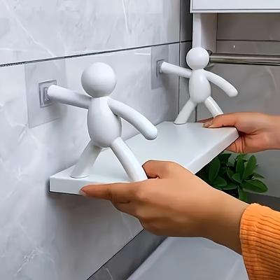 TEMU Chic Wall-mounted Storage Shelf - Modern Plastic Organizer For Kitchen & Bathroom Image