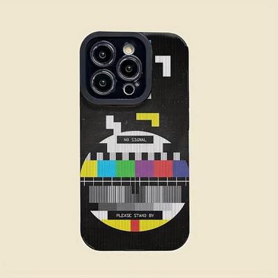 TEMU Fault Image For Iphone15promax Mobile Phone Case, 12/13/14 Mobile Phone Case 7/8plus Vertical Pattern Skin Xr/xs Simple Image