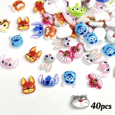 TEMU 40 New Cartoon Stitch Nail Accessories Luminous Cute Three-dimensional Long-eared Rabbit Anime Resin Diy Nail Accessories Image
