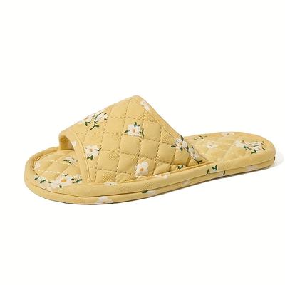 TEMU Ladies Indoor Slippers, Floral Pattern, Fabric Upper, Fabric Inner, Fabric Sole, Fabric Insole, Hand Wash Or Professional , For Image