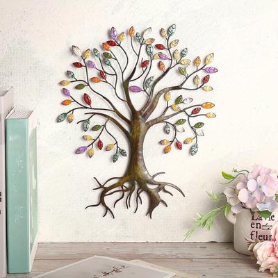 TEMU Vibrant Metal Tree Wall Sculpture - Colorful Art Deco Design For ' Room, Office & Home Decor, Office Artwork | Vibrant Wall Art | Intricate Design, Tree Decor Image
