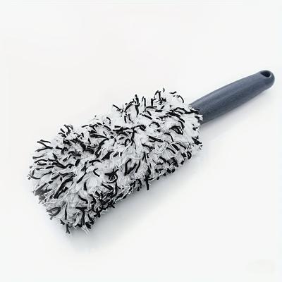 TEMU 2-in-1 Microfiber Wheel Brush Set, Long-handle Detailing Tool For Tires & Hubs, Stain & Sediment Absorbing, Durable Vehicle Maintenance Cleaning Kit Image