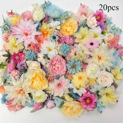 TEMU 20pcs Artificial Flower And Multi Size Set, Handmade Flowers Diy Flower Garlands, Hair Accessories, Weddings, Party Events, Cakes, Room Decoration Image