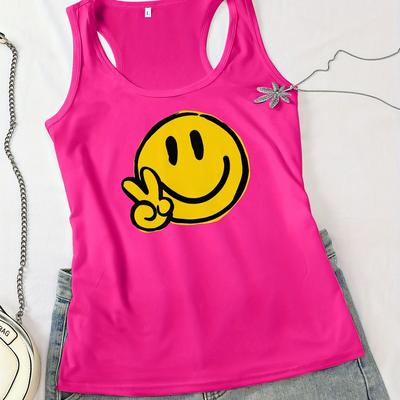 TEMU Women's Graphic Tank Top - Sleeveless Casual Sporty Style For Summer, Spring & Fall, Machine Washable, Casual Attire, Summer Fashion | Nontransparent Fabric Image