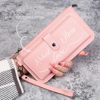 TEMU 1pc Customizable Wallet, With Text Customization, Durable Pu Material, Purple Options, Do Not Wash Care Instructions, Stylish Accessory | Wallet | Durable Pu Wallet Image