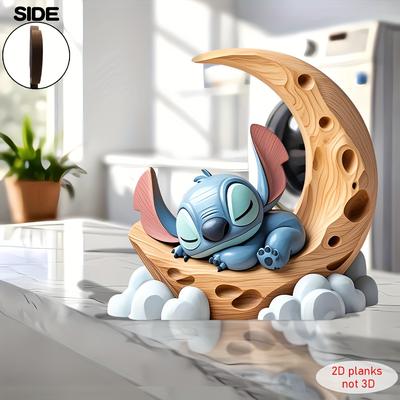 TEMU 1pc Stitch Handcrafted Wood Carving - 2d Flat Ornament With Bohemian Style, Ideal For Bedroom, Living Room, Kitchen Decor - Perfect Birthday, Wedding, Or Office Gift, Bedroom Deco Image