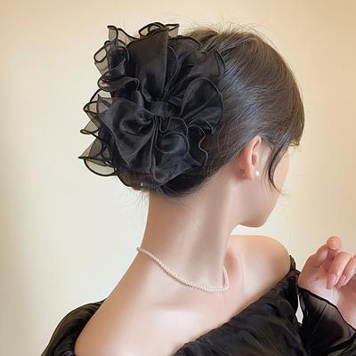 TEMU Elegant Resin Bow Hair Claw Clips, Shark Claw Ponytail Holders, Large Oval Shape, Easy Styling Hair Accessories For Women Image