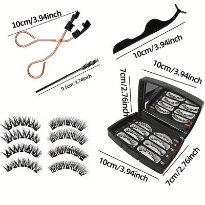 TEMU Magnetic Eyelashes Stable Quantum Magnetic Eyelash Set 3d False Eyelashes Are And Reusable Fluffy Without Fragrance Image