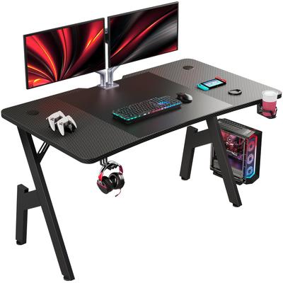 TEMU Sturdy Black Gaming Desk With Coxf Definition, Ergonomic Monitor Riser, Headphone Jack & Power Bank Slots, Freestanding Wooden Office Table For & Professional Image