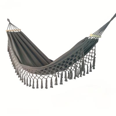 TEMU 1pc, Outdoor Single Anti-rollover Canvas Tassel Hammock, Courtyard Single Swing, Perfect Outdoor, Beach, Courtyard, Camping, Picnic Single Hammock, A Gift For , Without Battery Image
