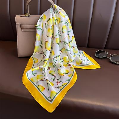 TEMU 70*70cm Feeling Square Scarf For Women Foulard Print Neckerchief Satin Female Decorate Neck Ties Image