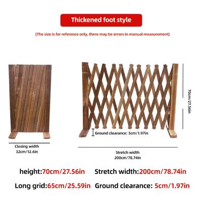 TEMU 1pc Anticorrosive Wood Telescopic Fence - Non-perforation Retractable Yard Care - Brown Color - Suitable For Indoor Partition, Flower Vine Growth & Climbing Image