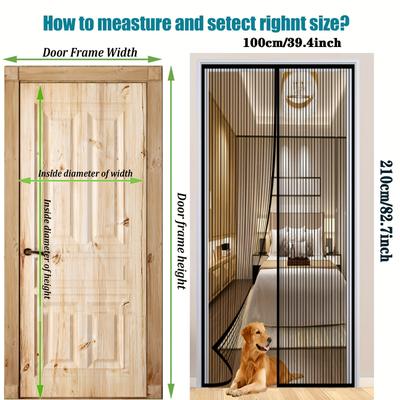 TEMU Magnetic Mesh Fly Screen Door - Automatic Closing, Pet-, Ventilated Summer Bug Protection For Windows & Doors, With Strong , Durable Pvc Mesh Image