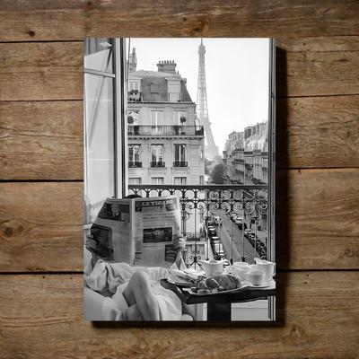 "TEMU 1pc Framed Canvas Art - Paris View, Black And White Cityscape Print, Wooden Frame, Ready To Hang Wall Decor For Living Room Or Bedroom, "x15.75", Decor" Image