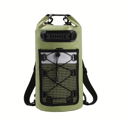 TEMU Large Capacity Outdoor Dry Bag, Waterproof Pvc Material With Reflective Mesh, Solid Yellow, Lock Closure, Suitable For Swimming, Cycling, Surfing, Kayaking, Hiking, Bucket Bag Image