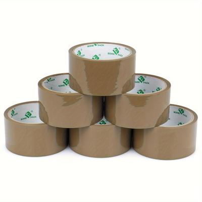 TEMU Boimei Pack, Brown Tape, 6 Roll Box, 1.89 Inch Wide X 90 Feet, Heavy Duty Shipping Tape, Sealing Tape, Coffee Packaging Tape, Moving Tape For School, Office, Home, Use Image
