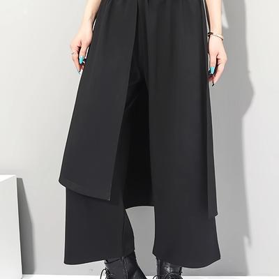TEMU Black Fake Two-piece Set Pants Skirt Asymmetrical Splicing Spring + Nian Nian Image