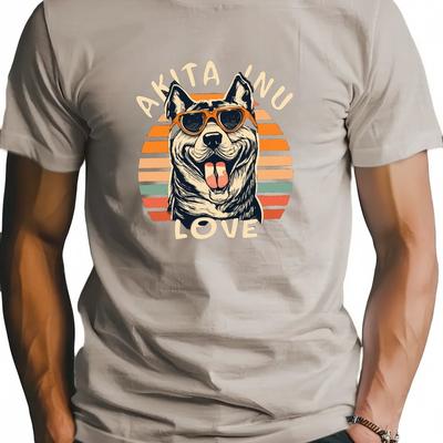 "TEMU [casual Outing] Men's " Love" Graphic T-shirt - Casual Polyester, Wrinkle-resistant, Front Shoulder Fit With Design - Machine Washable, Summer Wear" Image