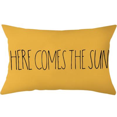 "TEMU 1pc, "here The Sun" Linen Throw Pillow Cover, 100% Linen, Contemporary Style, Machine Washable, Zipper Closure, Decorative Cushion Case For Sofa Couch, Woven, Suitable For Room Types - Yellow" Image