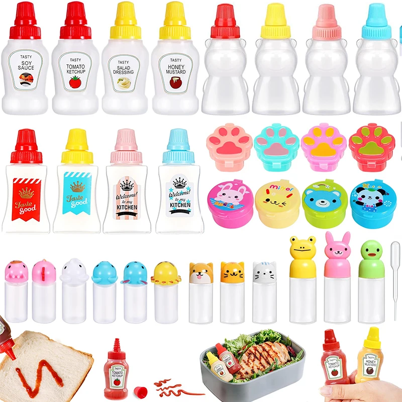 Mini Saucen Ketchup Flaschen Kunststoff Kind Salat Honig Senf Behälter Box Tragbare Gewürz Squeeze Flasche Lunchbox Zubehör Image