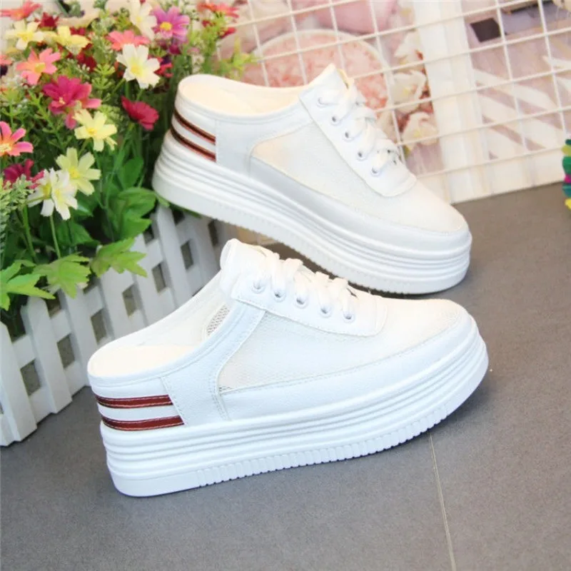 Comemore Hausschuhe Frauen Sommer Plattform Abdeckung Kappe Flache Schuhe Weibliche Faulenzer Sneaker Slides Keil Heels Mesh Atmungsaktive Slipper