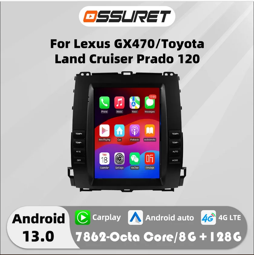 9,7-Zoll-Android-13-Autoradio für Toyota Land Cruiser Prado 120 für Lexus GX470, intelligentes Auto-System-Radio, Stereo-Multimedia-Player Image