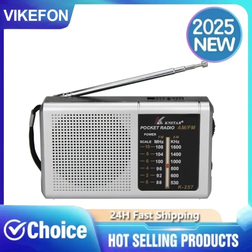 VIKEFON AM FM Tragbares Mini-Radio, Vollwellenband, batteriebetriebenes Radio, eingebauter Lautsprecher, Notfallradio für den Außenbereich für ältere Menschen