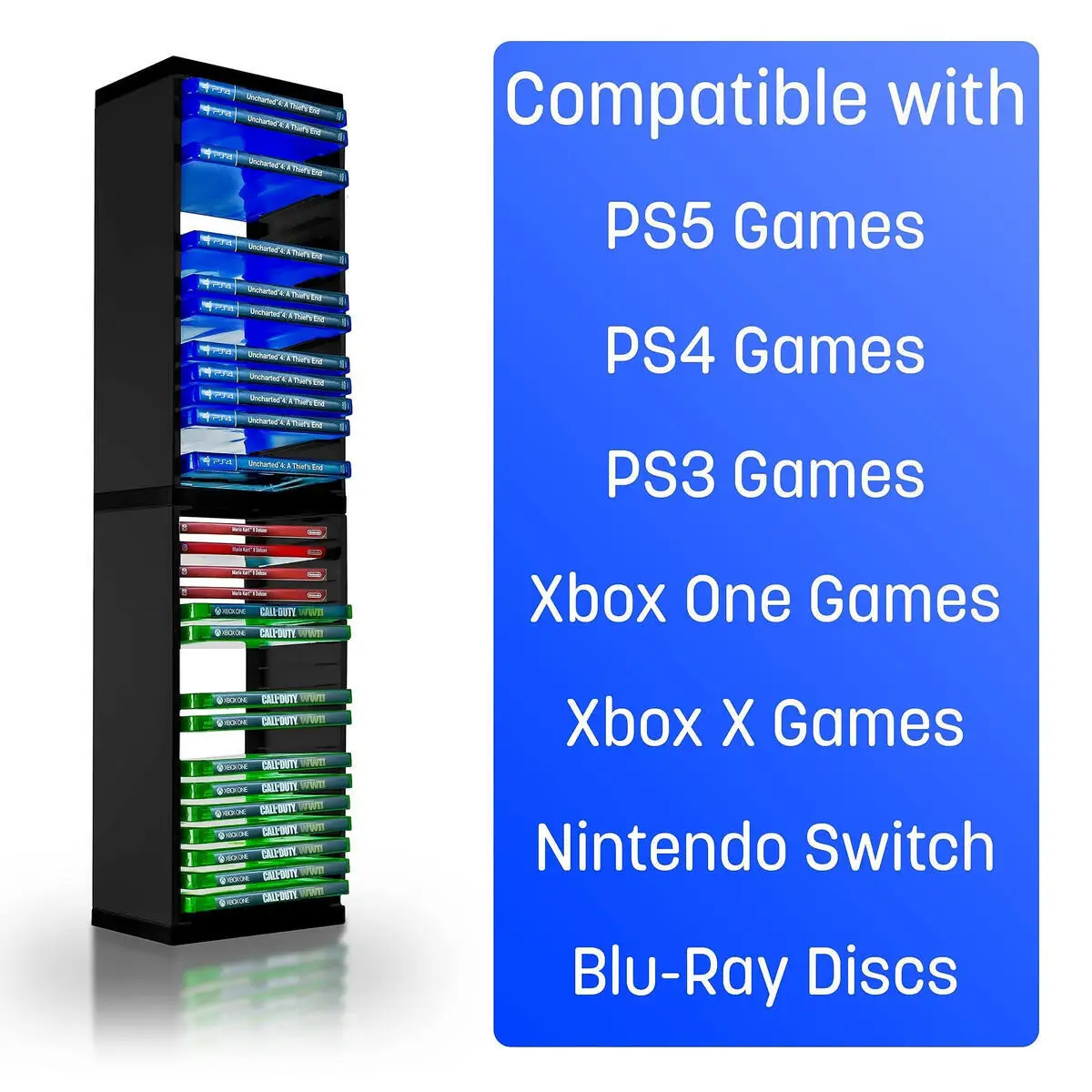 Universeller 36-teiliger CD-Speicher-Disk-Turm für PS4, PS5, Xbox One, Xbox Series X/S, NS-Spiele-Discs-Halter, Videospiel-Organizer