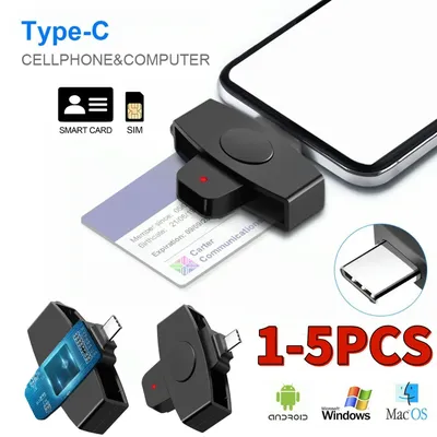 1-5PCS CAC Smart Card Reader Bank Steuererklärung EMV Karte Externe Typ-C Reader Zubehör für Windows Image