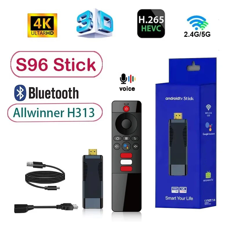 Smart TV Stick Android 10 BT 5.0 S96 AllWinner H313 2 GB 16 GB Media Player 4G 5G WiFi PK TV98 ATV TV Stick Image