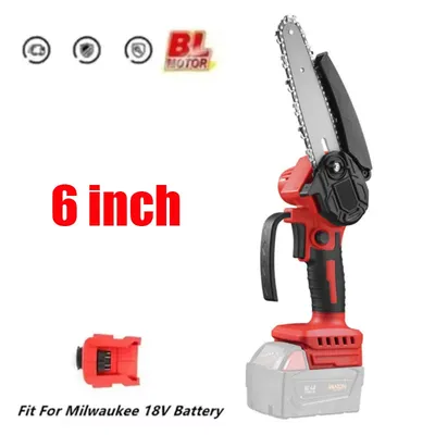 Fit for Milwaukee 18V Battery Electric Chainsaw 6 Inch Cordless Chain Saw Pruning Cutting Garden WoodworKing Power Tools