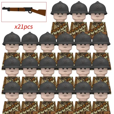 21 stücke Medieval Militär Französisch Infanterie Soldat Figuren Bausteine Ritter Infanterie Armee Image